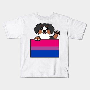 Love is Love Puppy - Bernese - Bi Pride Flag Kids T-Shirt